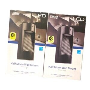 2 Pack - Feit Electric LED Half Moon Wall Mount Light, Bronze 12.5W 250lm